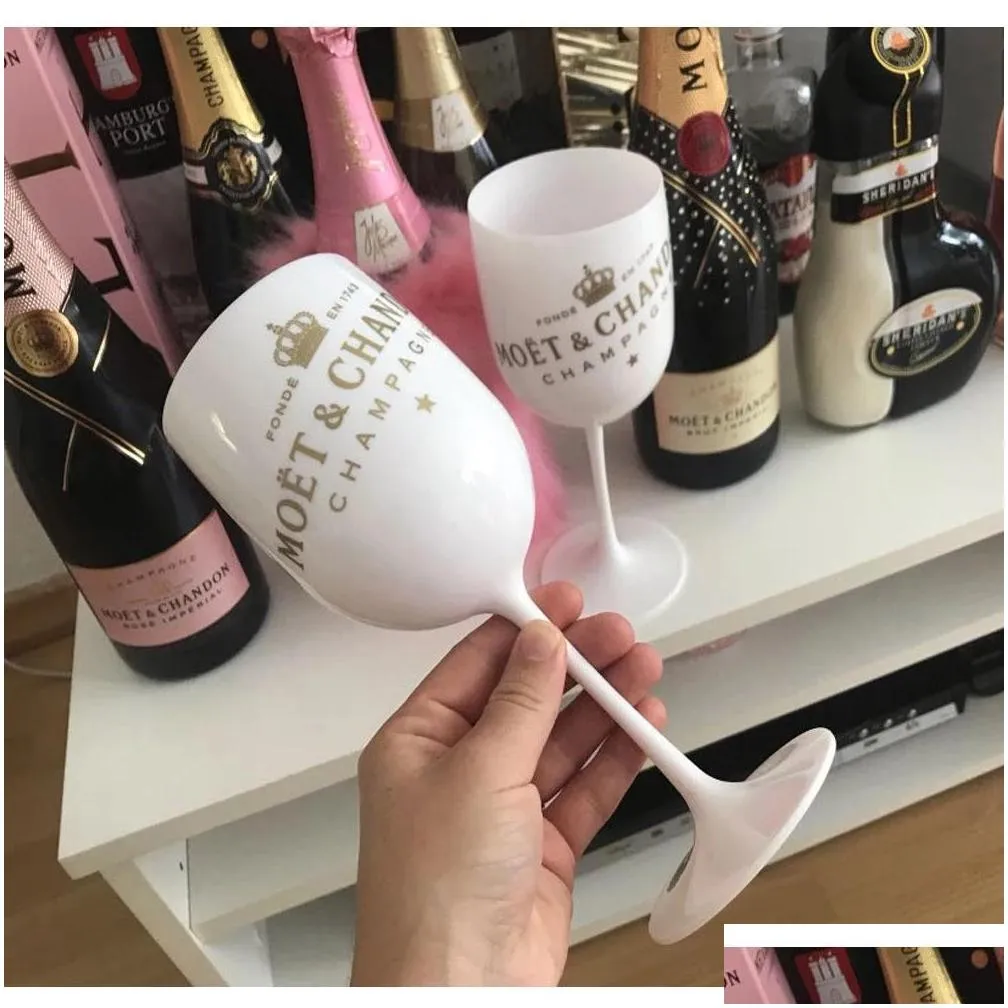 Wine Glasses White Moet Plastic Glasses Celebration Party Drinkware Drink Wine Glass Cup Champagne Electroplated Cups Cocktails Goblet Dhp7L