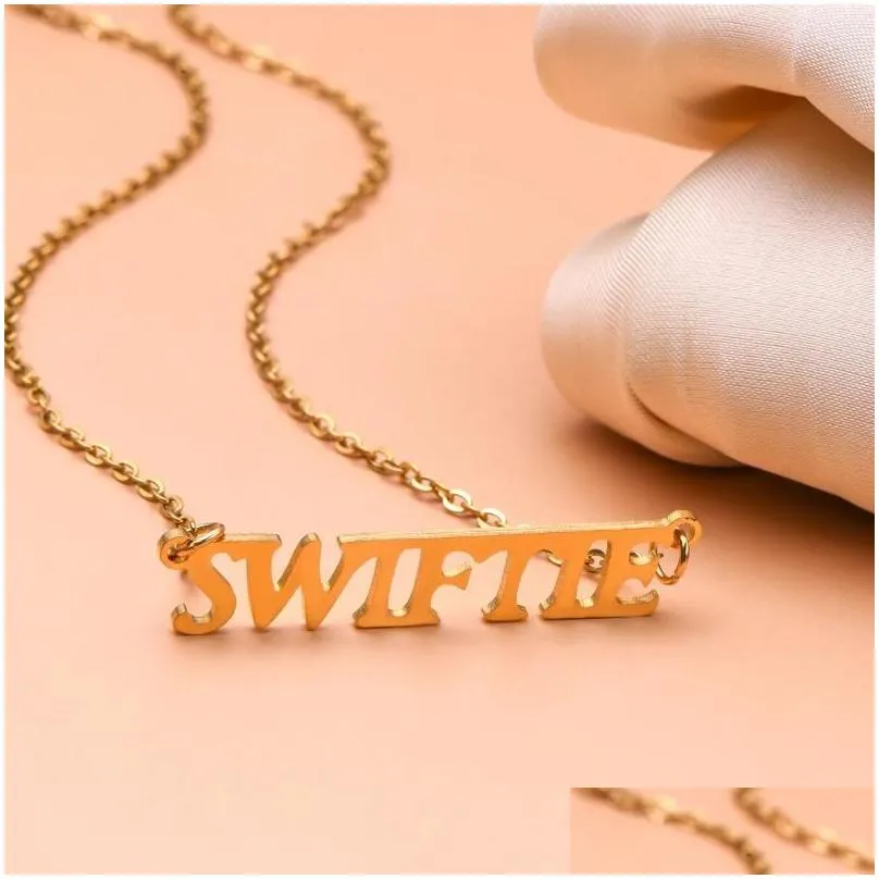 Pendant Necklaces Pendant Necklaces 2023 Taylor The Swift Eras Tour Necklace Music Stainless Steel Jewelry Inspired Souvenir For Lover Dhkdd
