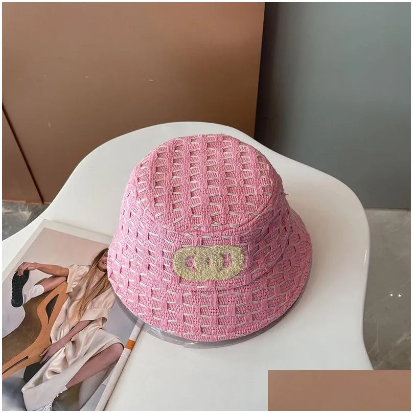 Designer Knitted Bucket Hat For Women Mens Fashion Sun Beach Hat Luxurys Fisher Hats Woman Bonnet Beanies Straw Hat Baseball Caps