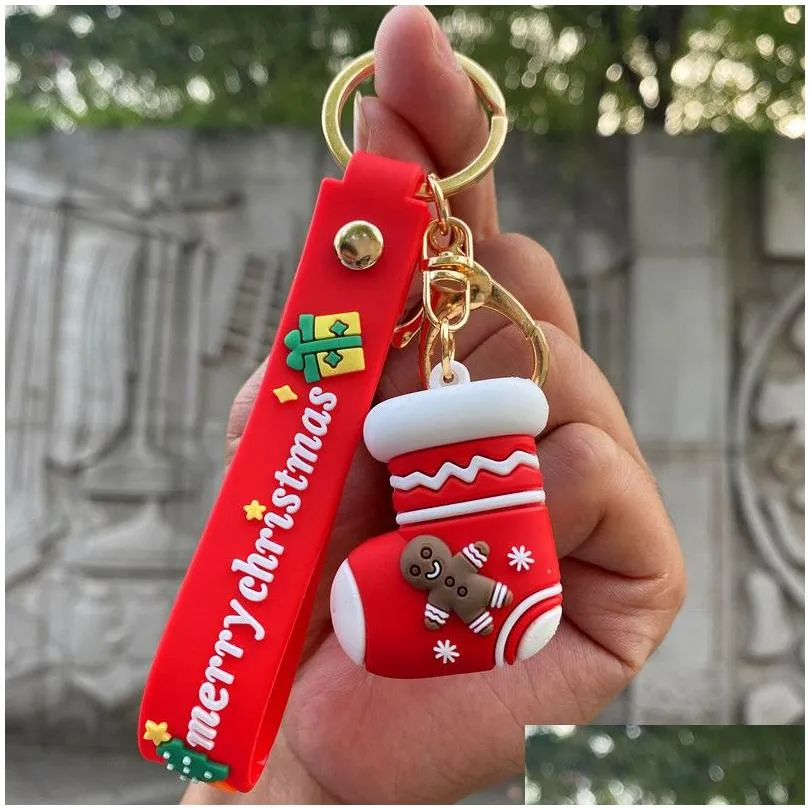 Party Favor Party Favor New Christmas Series Soft Rubber Keychain Cartoon Santa Claus Key Chain Bag Pendant Drop Delivery Home Garden Dhprb