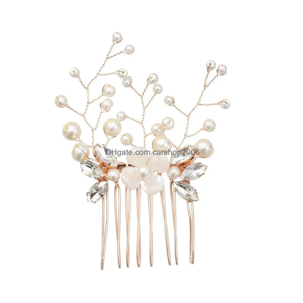handmade colorful rhinestone wedding hair combs/pins crystal flower pearls bride hair jewelry accessories hair ornaments