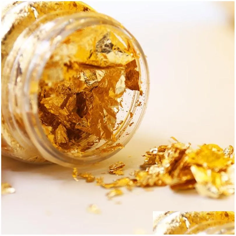 Other Arts And Crafts 3G Gold Foil Paper Diy Shiny Leaf Flake Luxury Resin Art Decoration Handicrafts Gilding Jewelry Making Supplies Dhdfo