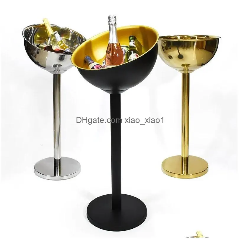 tabletop wine racks 304 stainless steel champagne basin floor standing stand cooling ice bucket golden silver wine beer ice