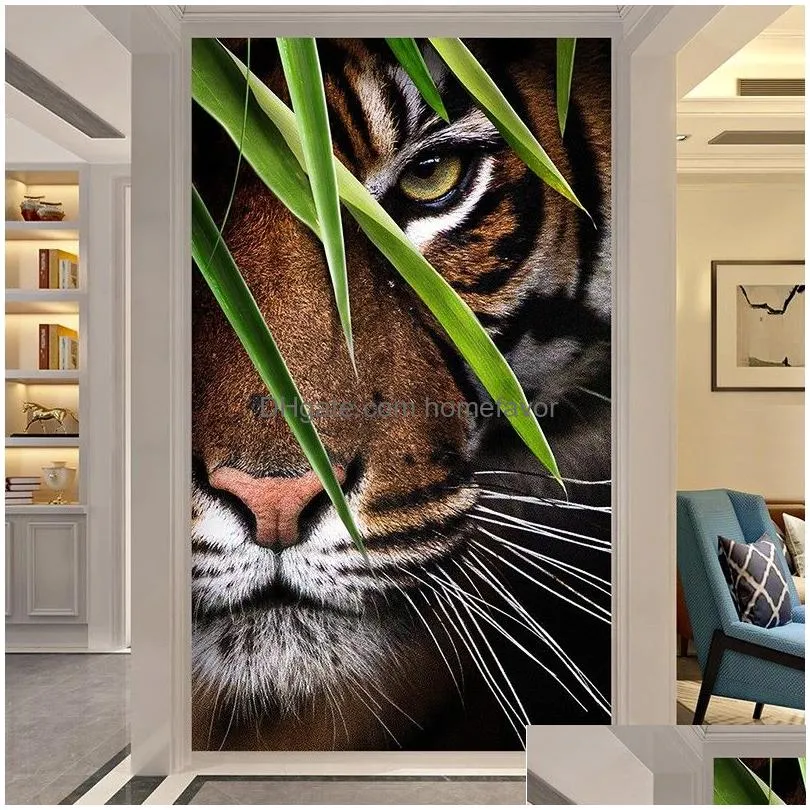 custom 3d p o wallpaper tiger poster wall painting living room entrance bedroom background art animal mural covering