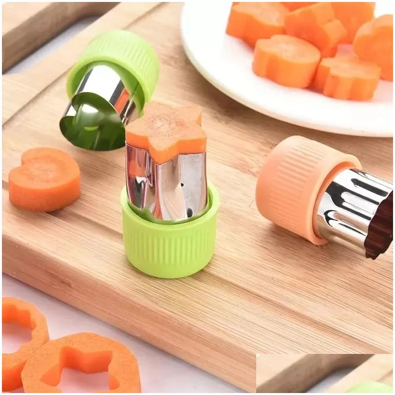 Fruit & Vegetable Tools 3 Piece Set Small Stainless Steel Pp Hand Guard Fancy Fruit Vegetable Cutting Tools Biscuit Cookie Mold Kitche Dhokf