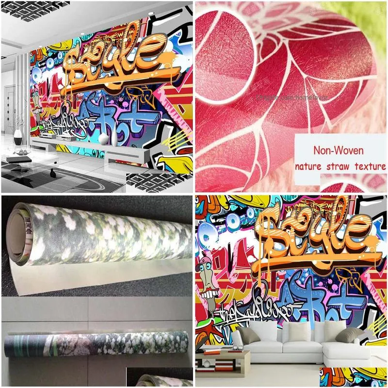 custom p o wallpaper non-woven 3d abstract graffiti art large wall painting living room bar tv background mural