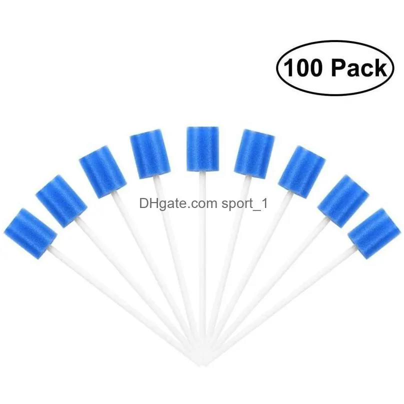 forks pack of 100 disposable oral care sticks with blue sponge tip and hygiene cotton bs for2381