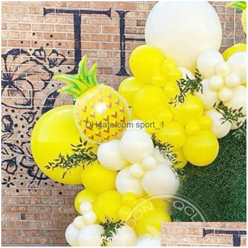 party decoration 116pcs yellow white balloon garland arch kit big aluminum foil pineapple wedding birthday baby shower decorations2658