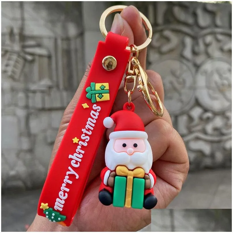 Party Favor Party Favor New Christmas Series Soft Rubber Keychain Cartoon Santa Claus Key Chain Bag Pendant Drop Delivery Home Garden Dhprb