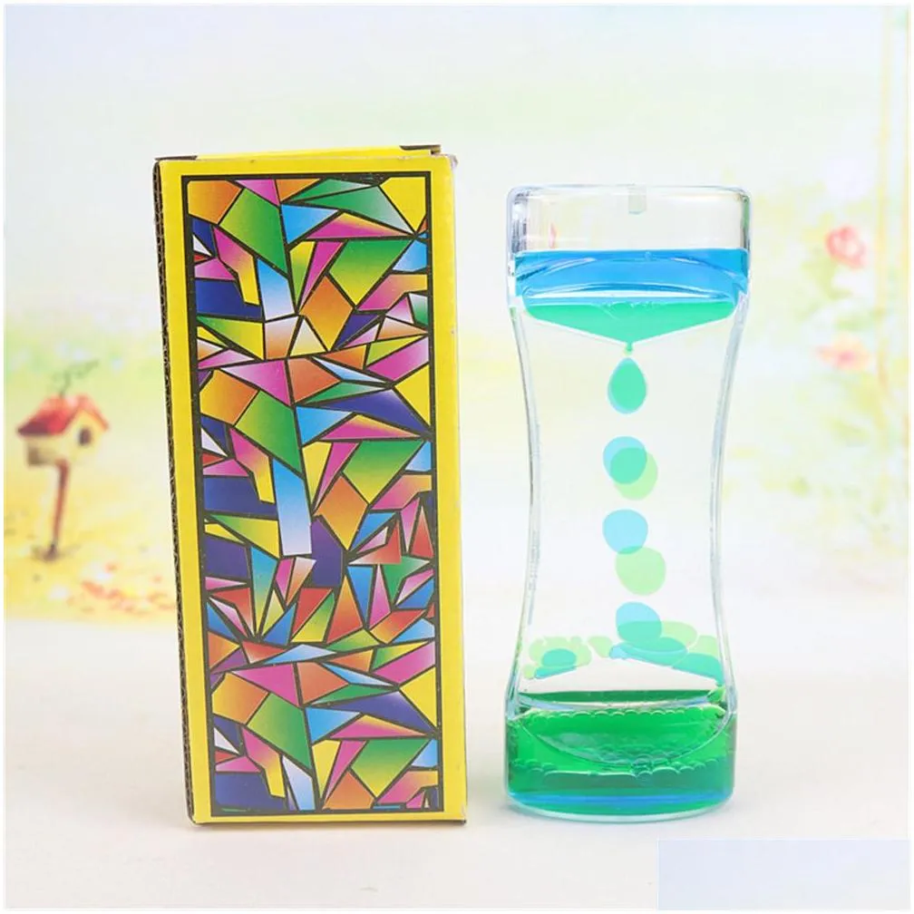 Other Clocks & Accessories Other Clocks Accessories Floating Hourglass Timer Liquid Oil Sand Clock Mix Illusion Hour Glass Acrylic Des Dh4Eo