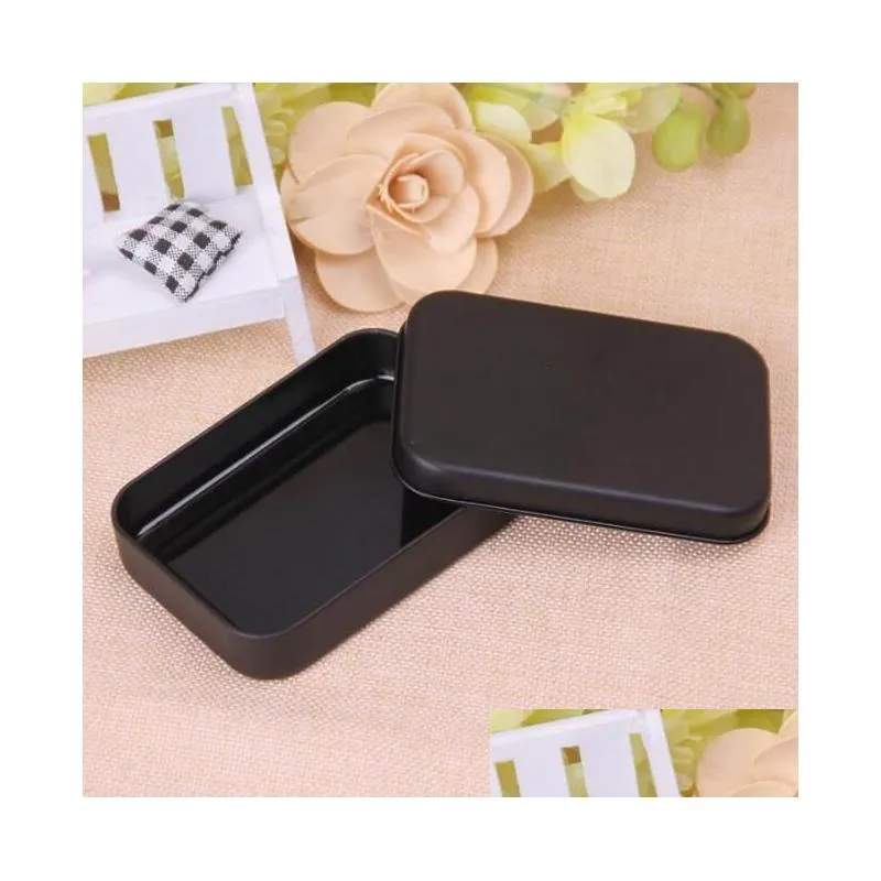 Storage Boxes & Bins Rec Tin Box Black Metal Container Boxes Candy Jewelry Playing Card Storage Drop Delivery Home Garden Housekeeping Dhzfc