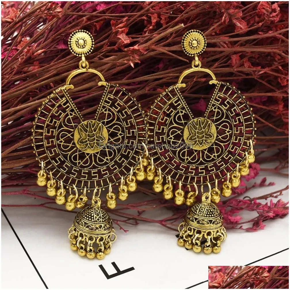 bollywood oxidized silver gold traditional jhumka jhumki indian big long tassel earrings for women wedding afghan tribal jewelry