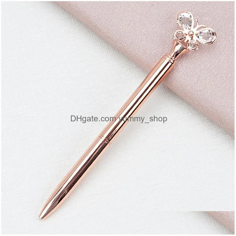 wholesale diamond butterfly ballpoint pen bullet type 1.0 fashion pens office stationery creative advertising 12 colors