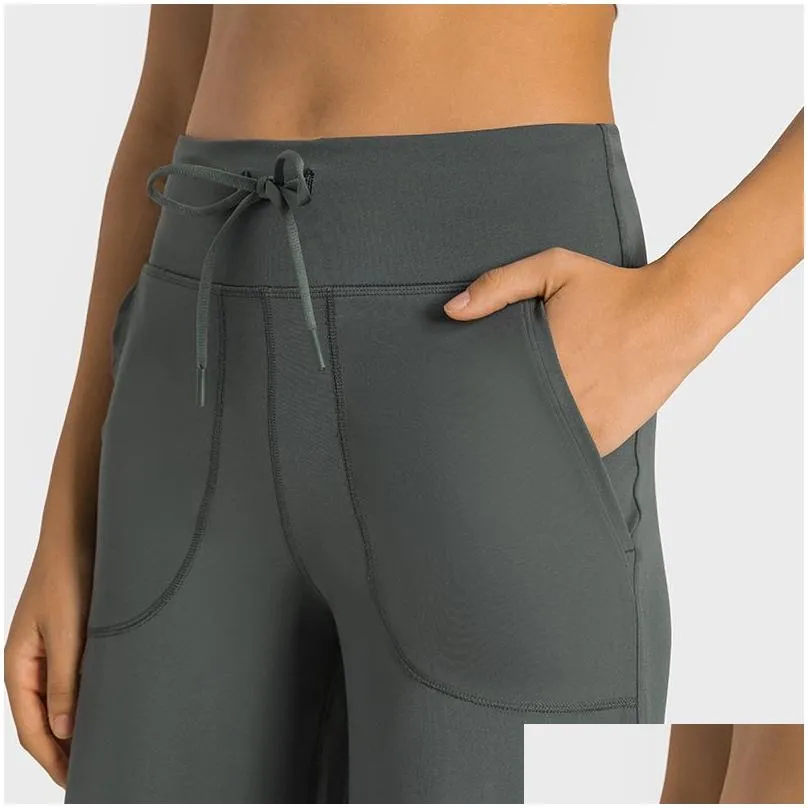 L-336 High-Rise Wide Leg Pant Loungeful Yoga Pants Feel Comfortable Throwback Still Pant Breathable Trousers with Drawcord Naked Feeling