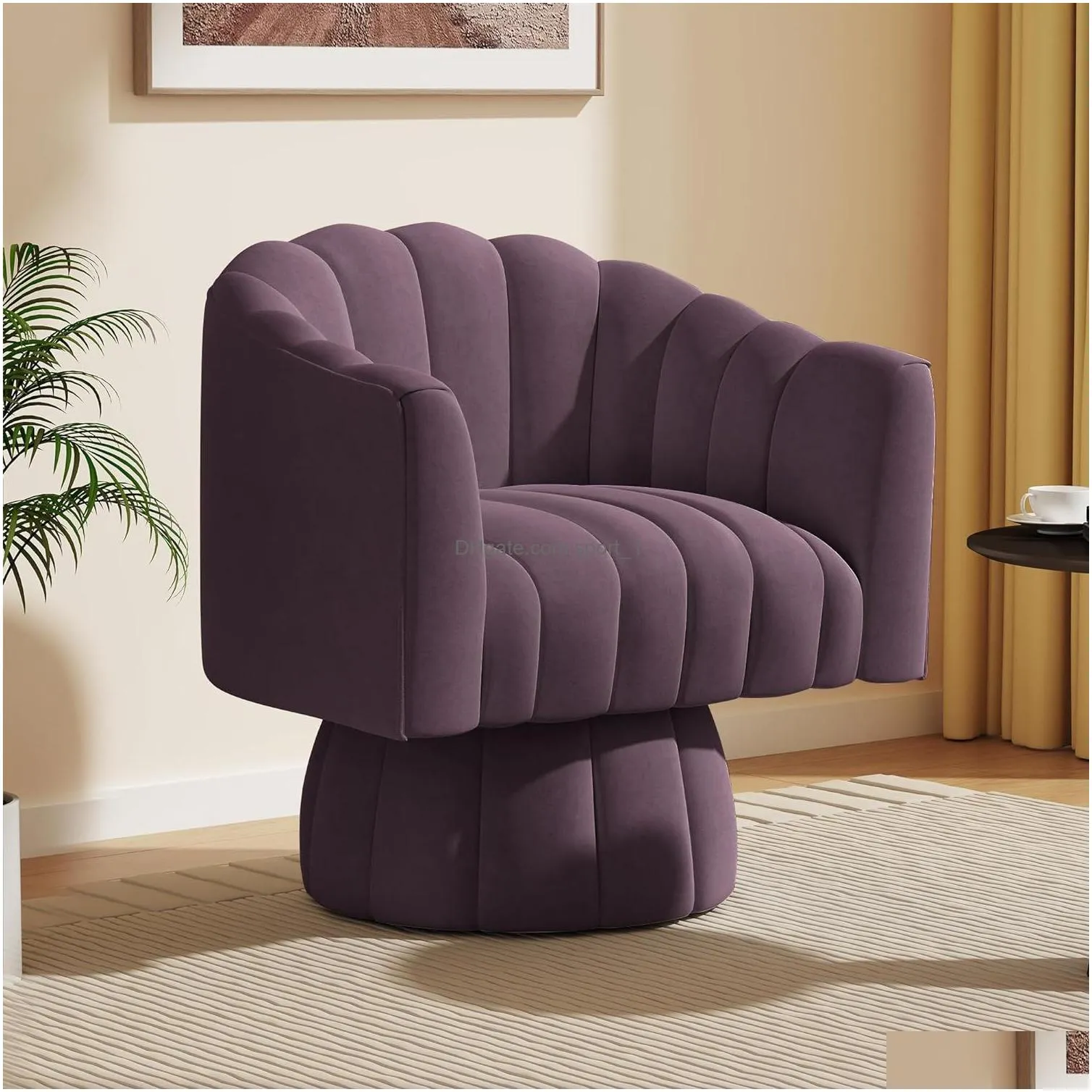 dewhut mid-century 360 degree rotating embrace bucket sofa chair wide cushioned round armchair plush velvet fabric chair living room bedroom 