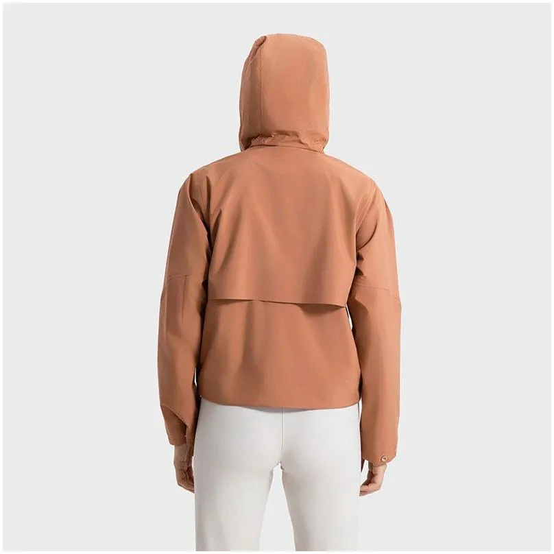 L-w039 Women Hoodies Sports Coat Removable Hood Windproof Jacket Relaxed Fit Sweatshirts Outdoor Warm Jackets
