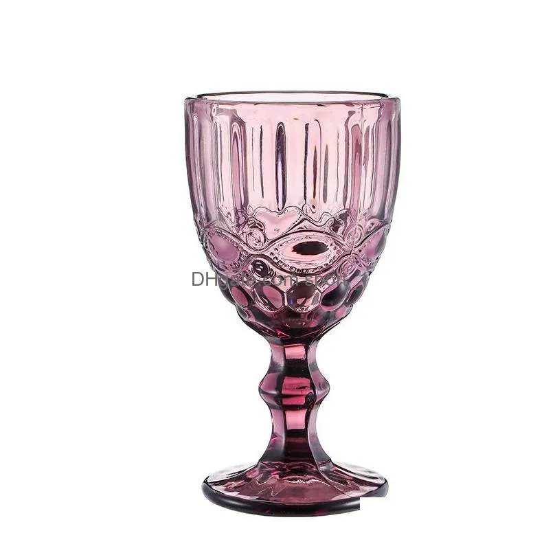 wholesale 240ml 300ml european style s glass embossed stained glass wine lamp thick goblets