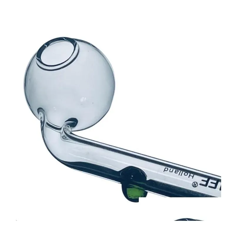 Pyrex glass oil burner pipe smoking accessories 14cm 90ﾰ LOGO color transparent big tube nail tips bong