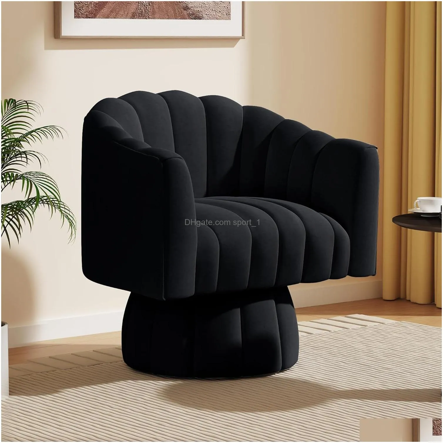 dewhut mid-century 360 degree rotating embrace bucket sofa chair wide cushioned round armchair plush velvet fabric chair living room bedroom 