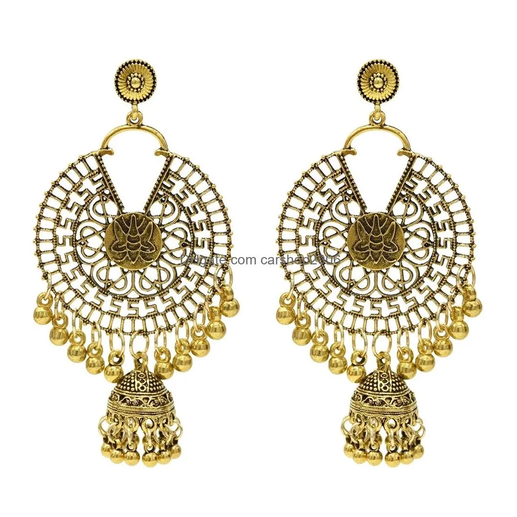 bollywood oxidized silver gold traditional jhumka jhumki indian big long tassel earrings for women wedding afghan tribal jewelry