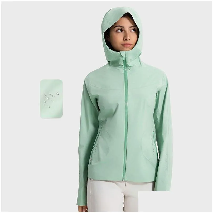 L-w044 Outdoor Jackets Women Hiking Camping Rain Jacket Lightweight Windproof Coat Dot Matrix Reflective Hooded Mountaineering