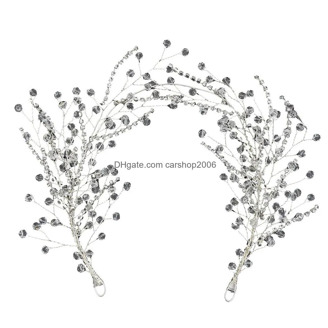 branch shape wedding headbands for bridal headpiece with rhinestone and copper wire hair vine wedding hair accessories for women and