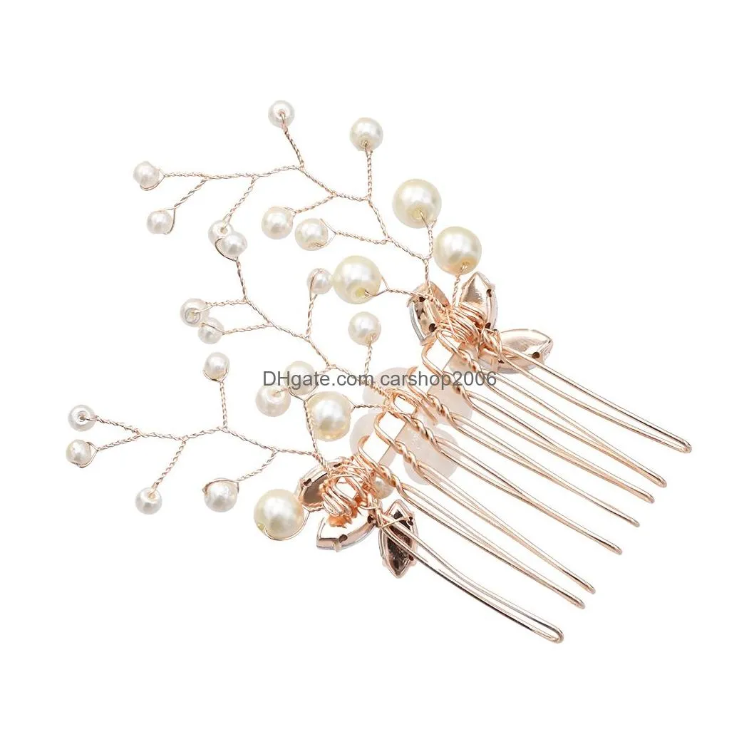 handmade colorful rhinestone wedding hair combs/pins crystal flower pearls bride hair jewelry accessories hair ornaments