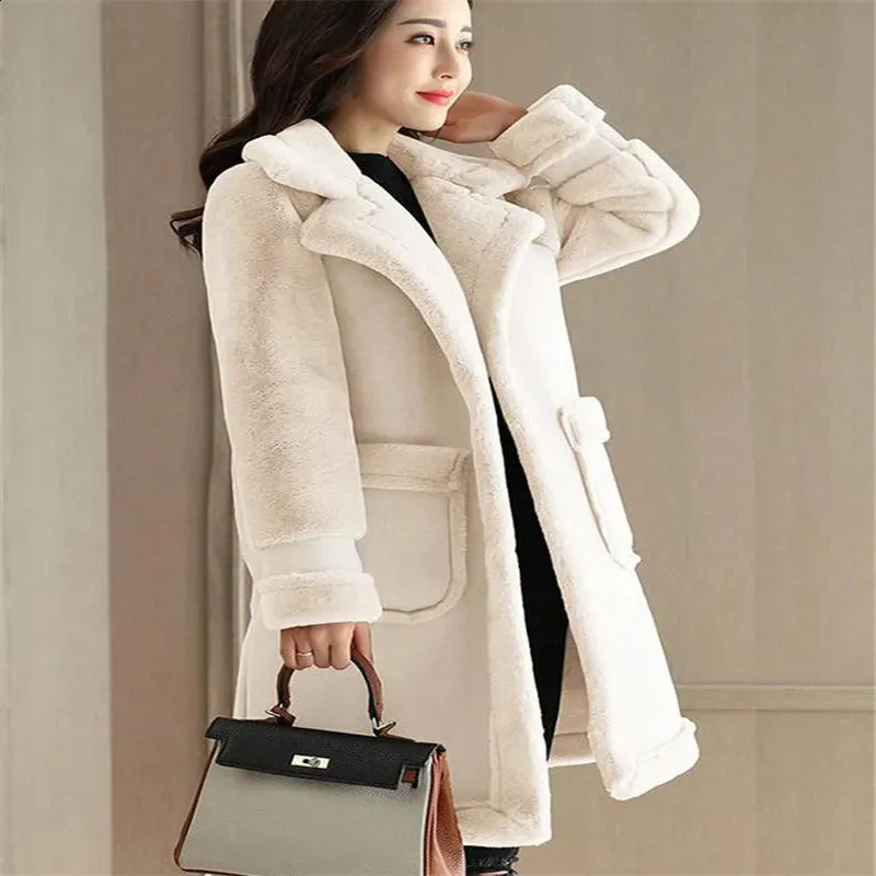 Women's Leather Faux Plush thick fur Coat Autumn And Winter Deerskin Plus Size Cotton To Keep Warm Jacket Clothing 231214