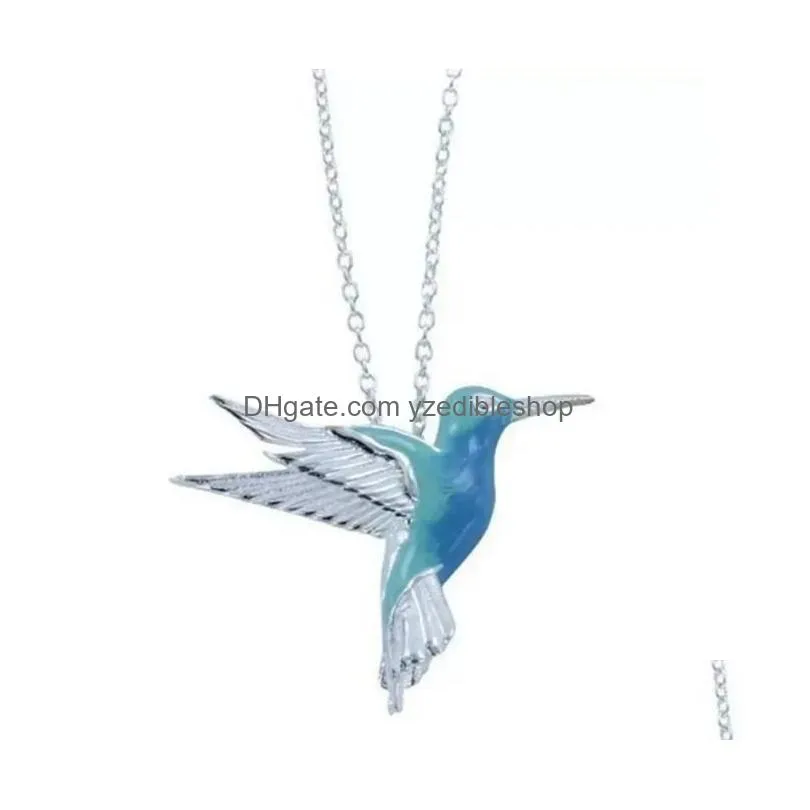 2023 pendant necklace designer 1pc unique style fashion blue hummingbird bird pendant necklace girls women jewelry summer jewelry gift