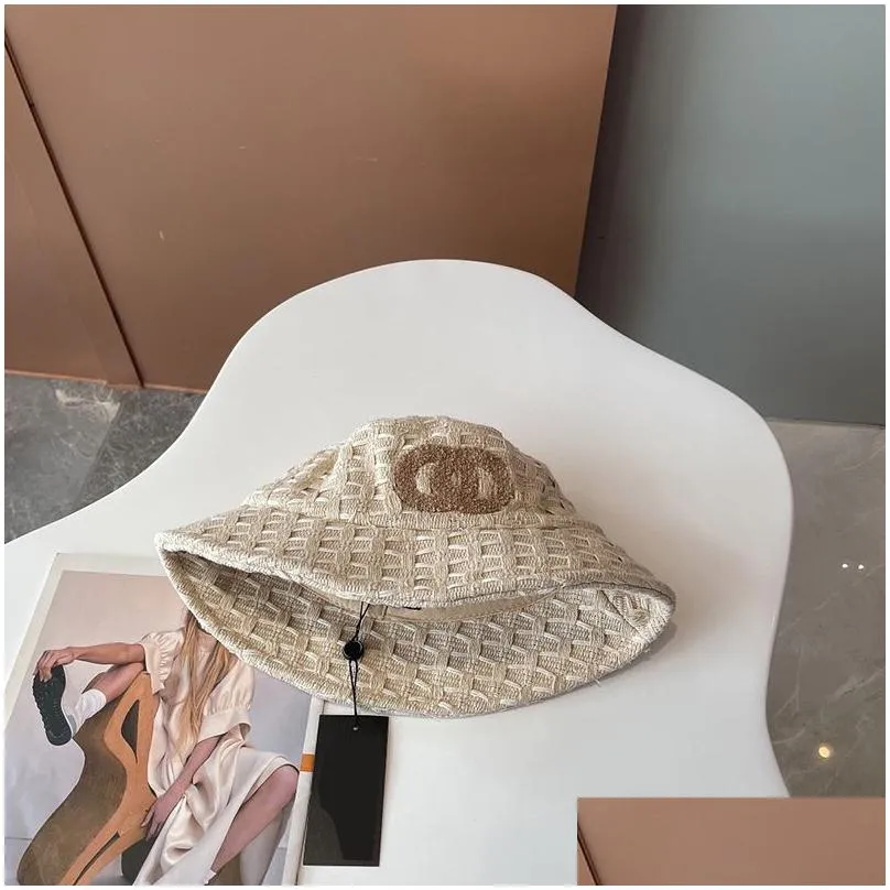 Designer Knitted Bucket Hat For Women Mens Fashion Sun Beach Hat Luxurys Fisher Hats Woman Bonnet Beanies Straw Hat Baseball Caps