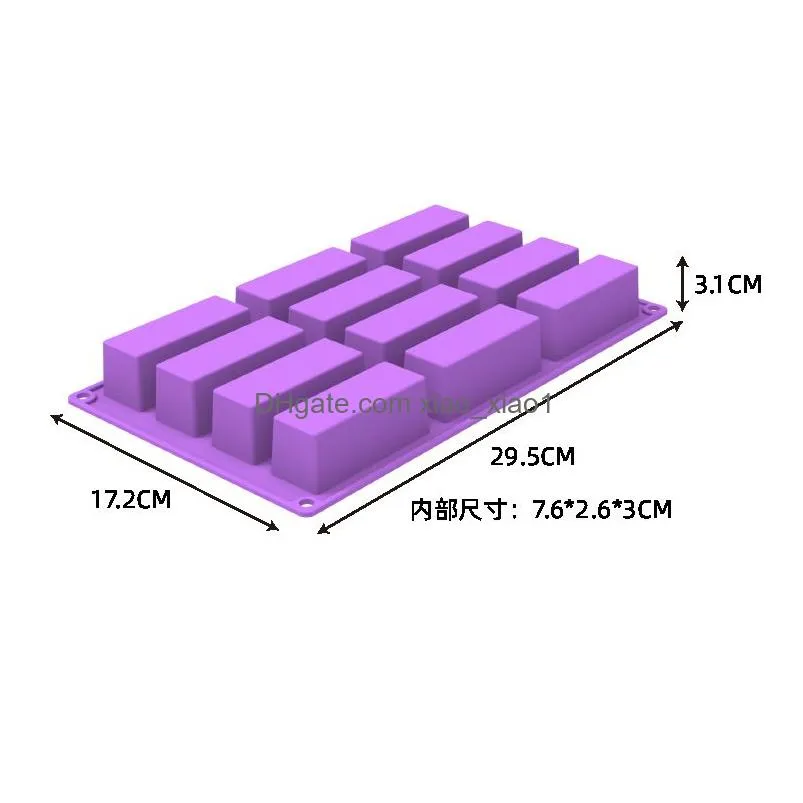 12 cavity silicone rectangle mould protein bars mold energy bars maker for caramel bread loaf muffin brownie cornbread cheesecake pudding soap butter molds