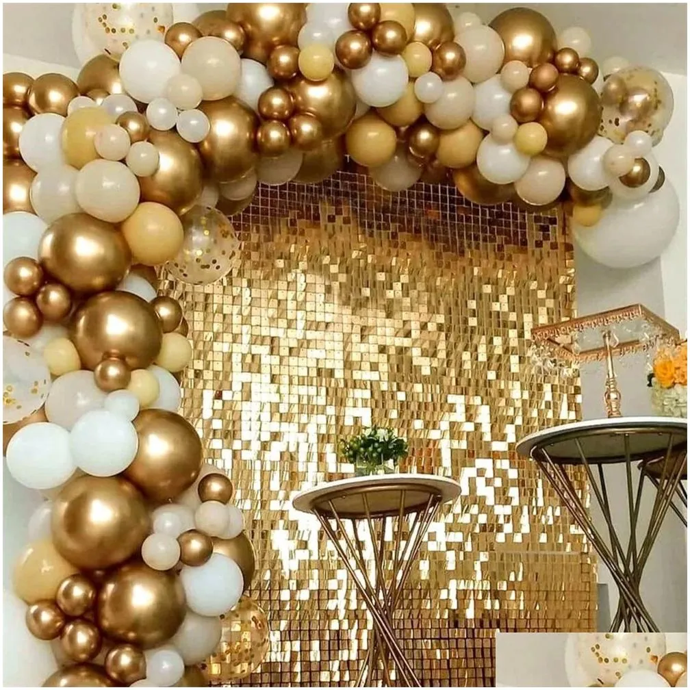 Party Decoration 1X2M Rose Gold Rain Curtain Background Cloth Birthday Party Decor Shimmer Walls Backdrop Wedding Partys Decors Sequin Dhr4M