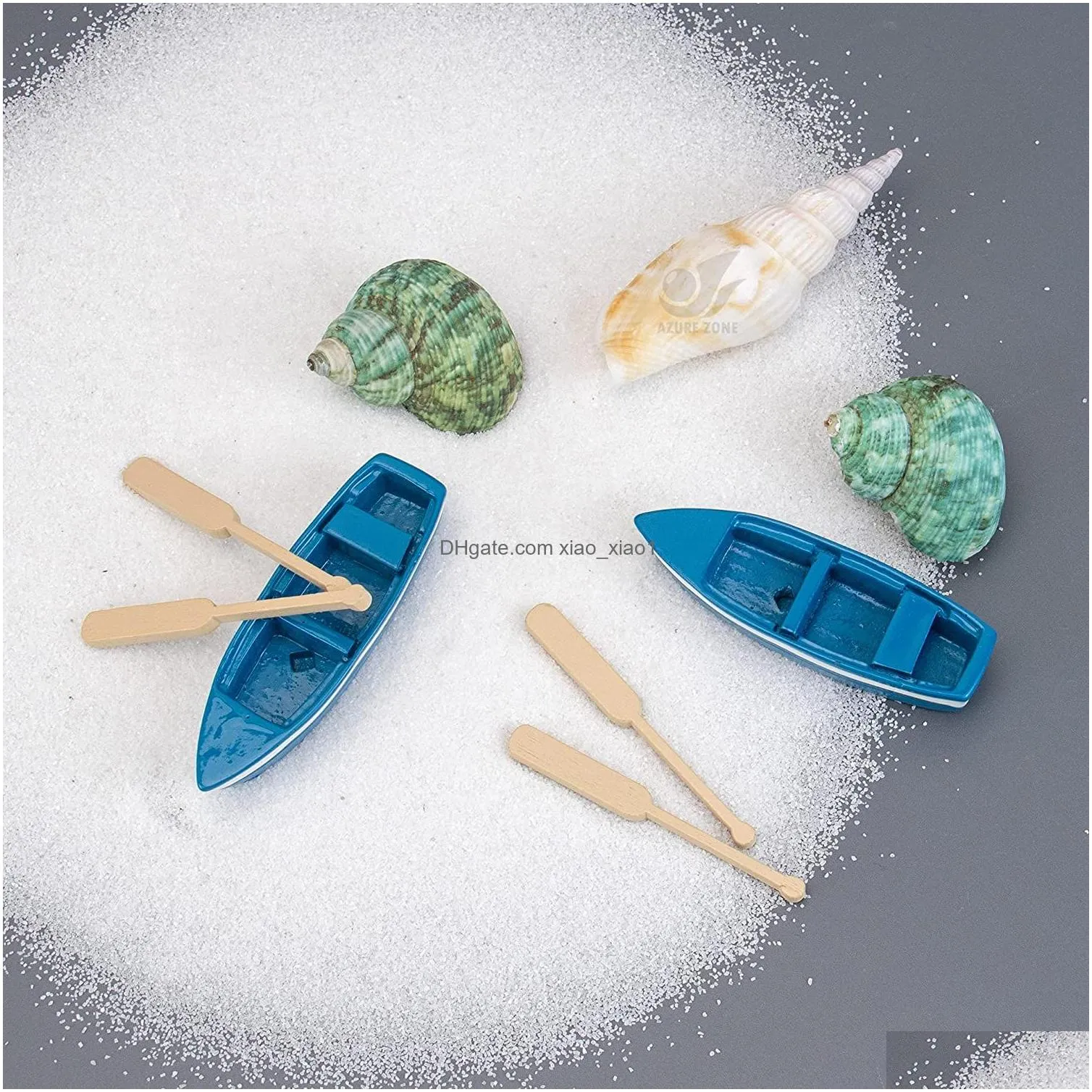 mini rowboat figurines lovely mini wood boat little plastic resin canoe model with oars for gardens home house cake topper decoration