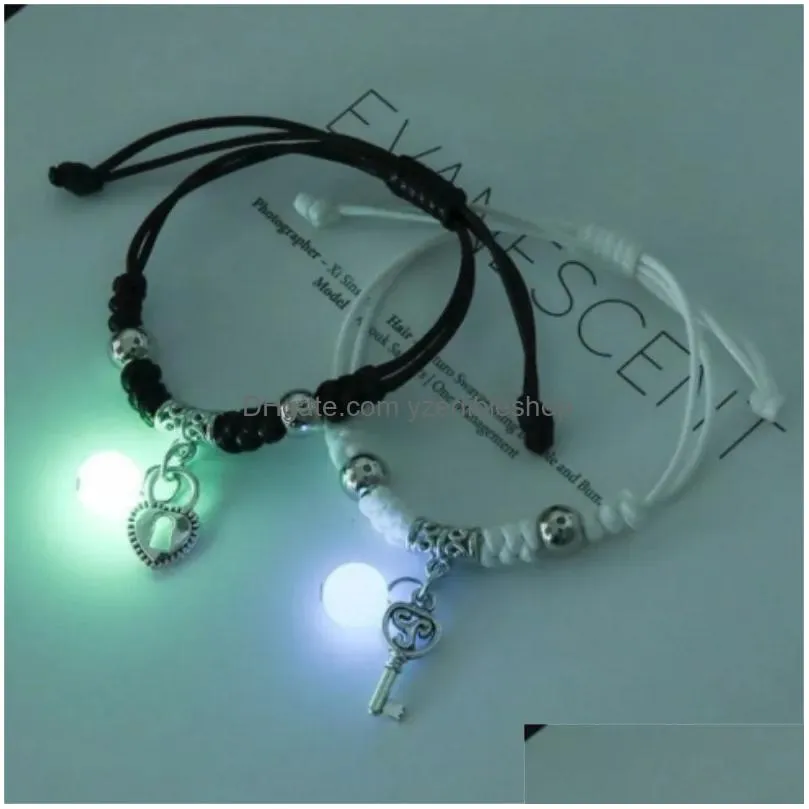 chain 2023 luminous cat star moon bracelet couple charm handmade adjustable rope matching friend bracelet infinite love jewelry gifts