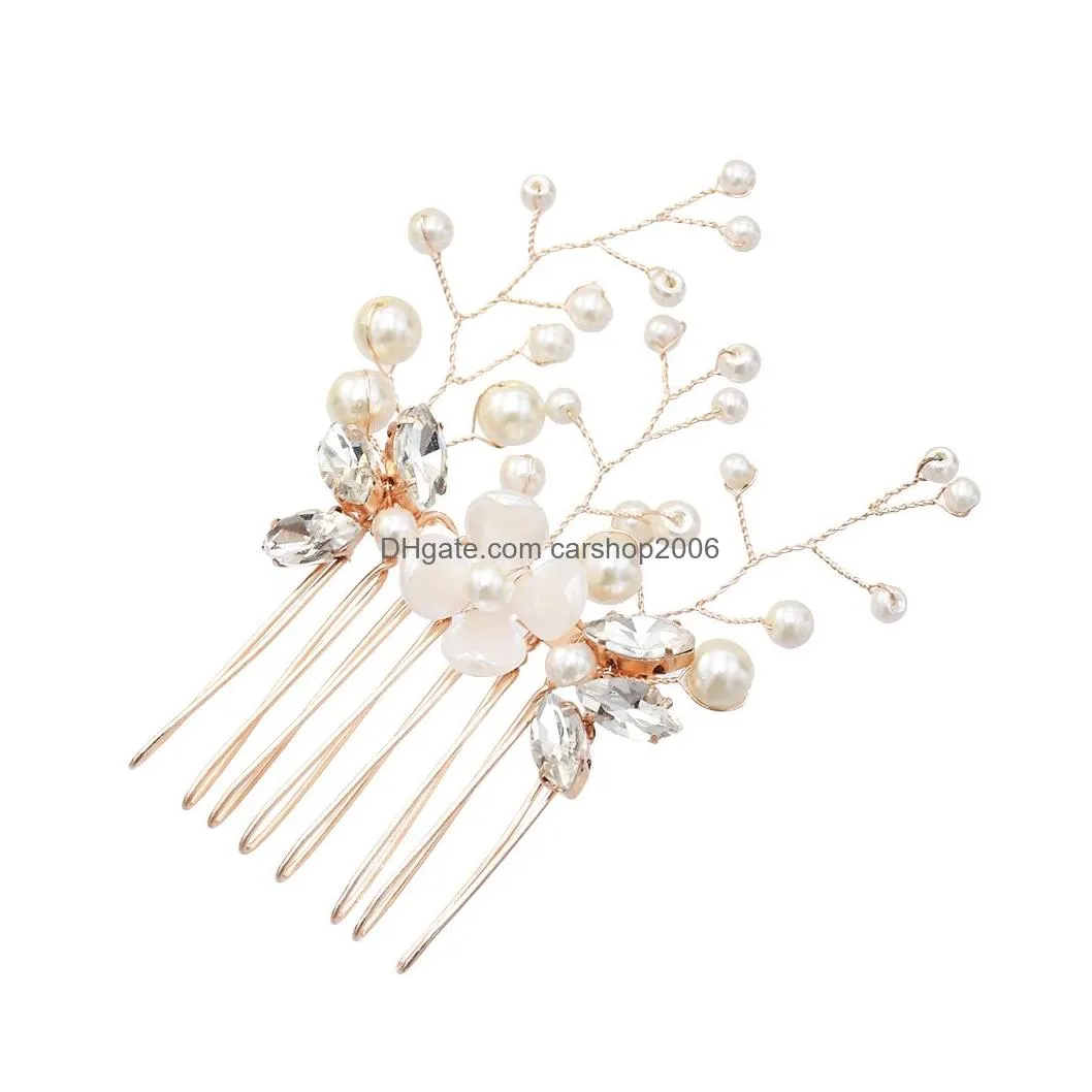 handmade colorful rhinestone wedding hair combs/pins crystal flower pearls bride hair jewelry accessories hair ornaments