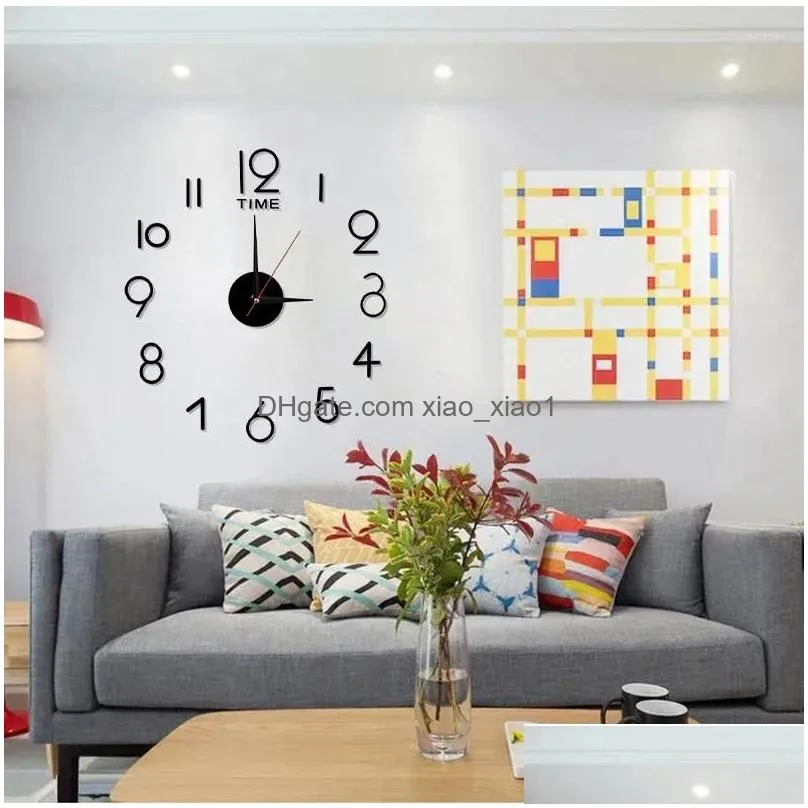 wall clocks watch home decoration numeral room roman quartz clock fashion acrylic mirror sticker living stickers