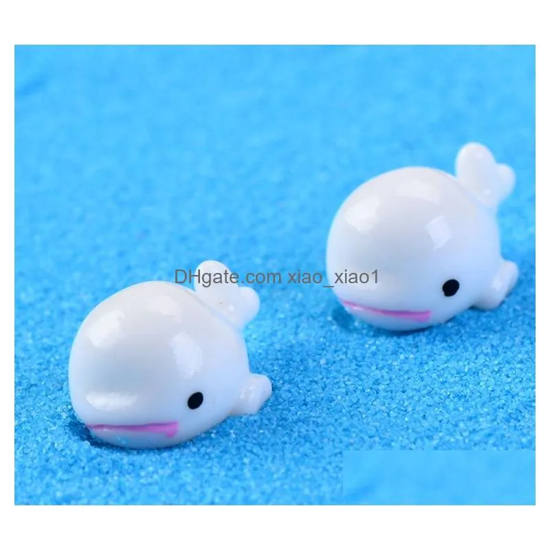 mini white whale  resin miniature garden decorations micro landscape garden decoration accessores moss figures ornament 122149