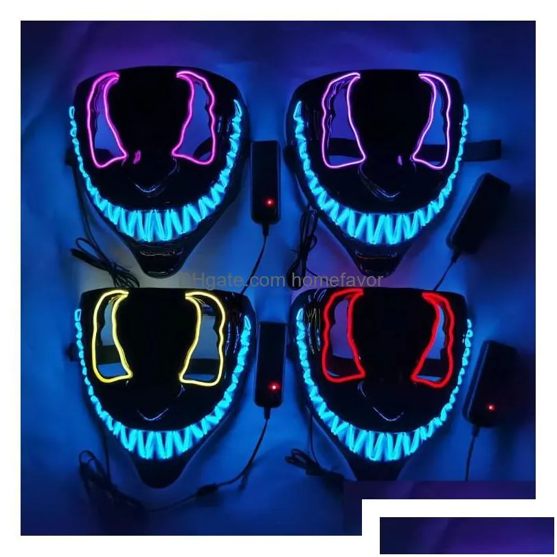 party masks led halloween mask luminous glow in the dark cosplay masques 14 colors drop delivery home garden festive supplies dhmti