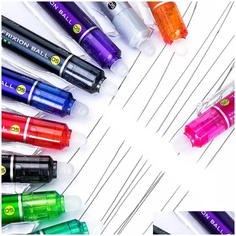 Gel Pens Gel Pens Pilot Frixion Series 10-Color Suit Lfbk-23Ef Erasable Pen Color Press Temperature Control Ink Student Stationery1 Dr Dhhnr