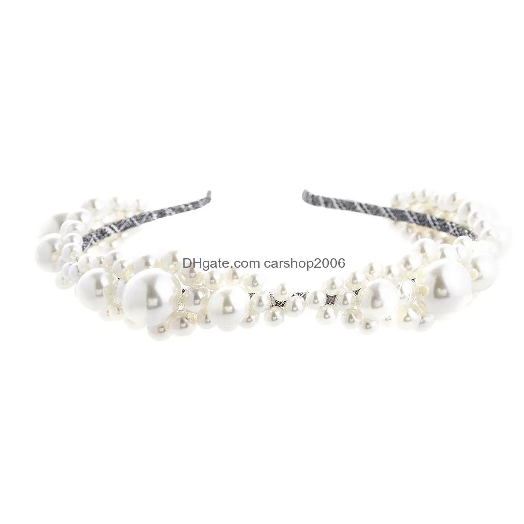  korean style with white imitation pearls headbands for bride hair accessories headwear women wedding party jewelry