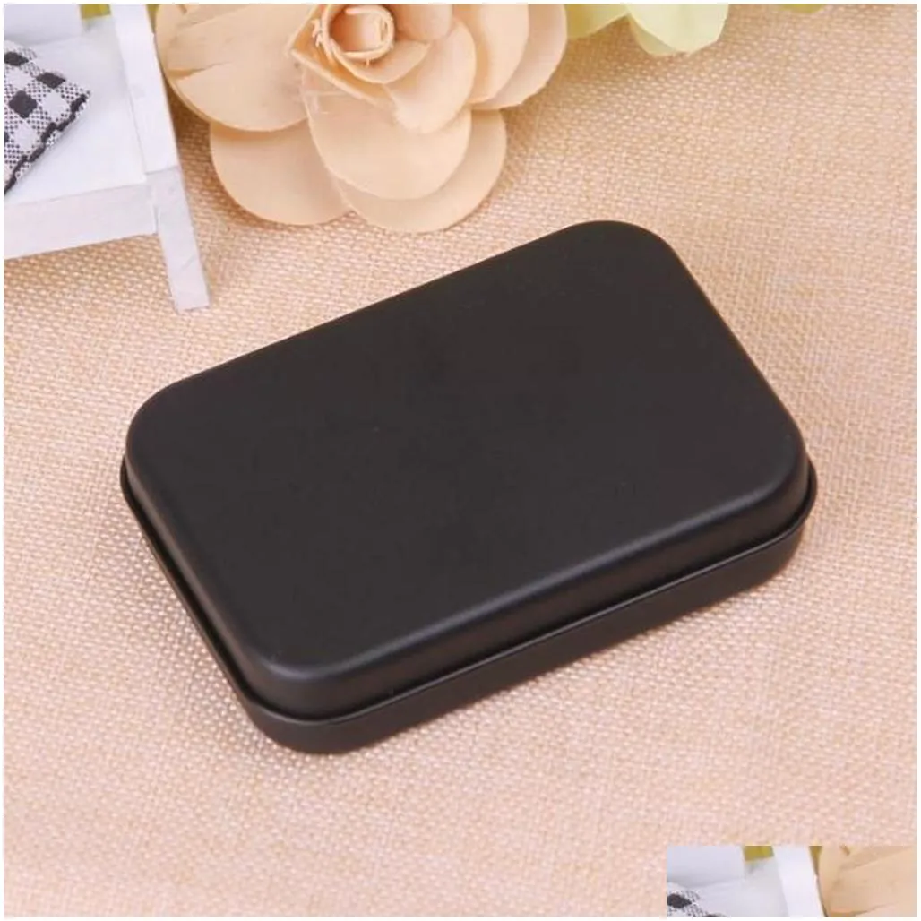 Storage Boxes & Bins Rec Tin Box Black Metal Container Boxes Candy Jewelry Playing Card Storage Drop Delivery Home Garden Housekeeping Dhzfc