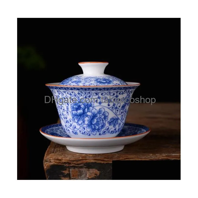 tea tureen gaiwan dehua tea sancai single bowl hand painted chinese traditional pattern cover