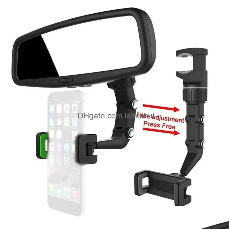 car phone holder universal adjustable 360-degree rotation clip rearview mirror first-person view video shooting driving