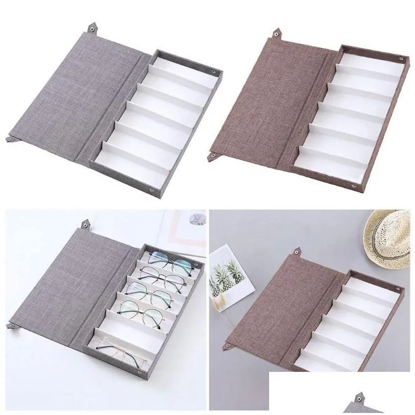 Jewelry Pouches, Bags Jewelry Pouches Bags Stylish 6 Grids Eyeglasses Case Box Storage Display Portable Organizer Tray For Sunglass Sh Dhmyo