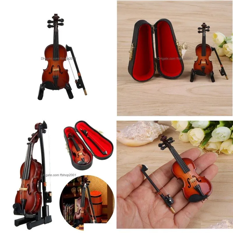 high quality mini violin upgraded version with support miniature wooden musical instruments collection decorative ornaments