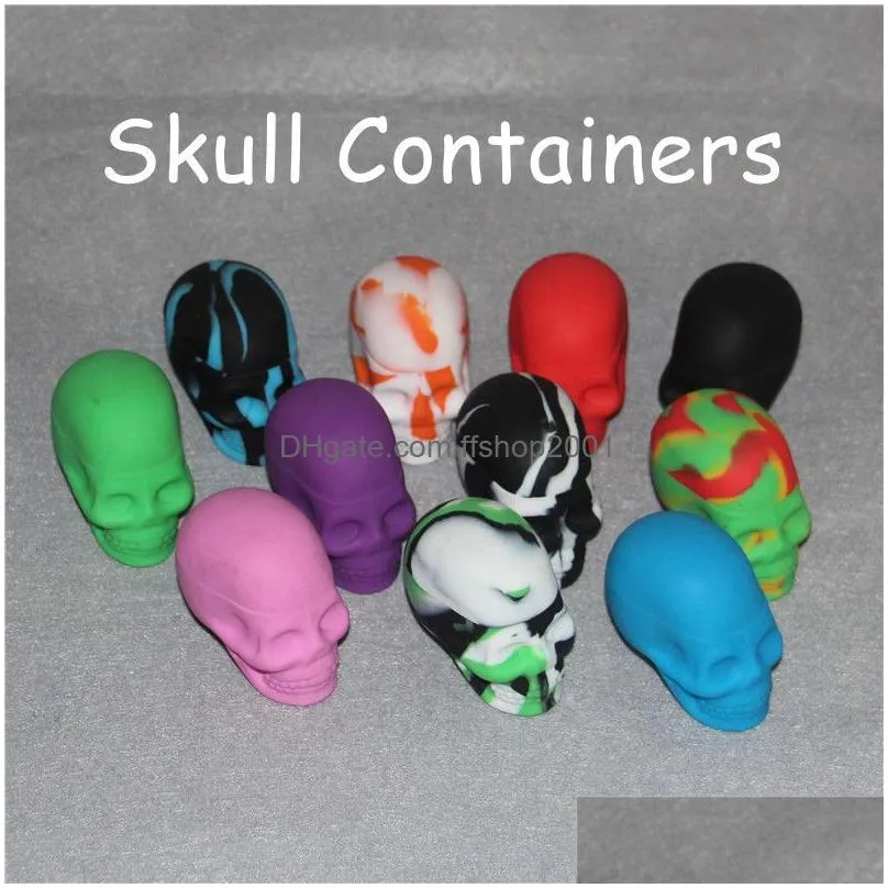 quality skull shape wax container jars container box silicone container for oil crumble wax tools jars dab wax dab vaporizer4127247