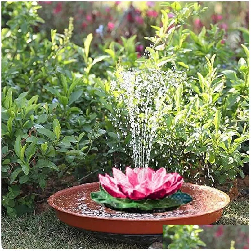 Garden Decorations Bird Bath Lotus Solar Fountain Waterscape Garden Floating Water For Fish Tank Pool Decoration Drop Delivery Home Ga Dhsfi