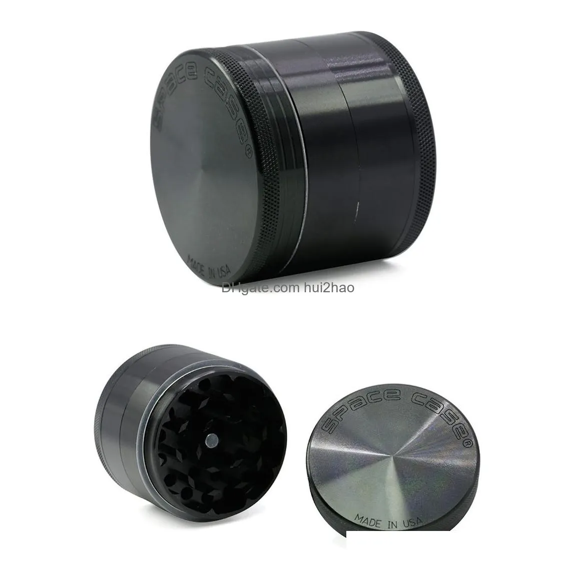 4pc 63mm sliver black aluminum space case grinder cnc herb smoke cigarette detector grinder smoking tobacco grinder vs sharpstone