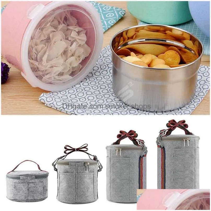 hanging baskets eco-friendly insulated felt cloth insulation bags lunch box handbags students round foil tote storage bag for houses