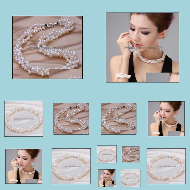 4-5mm white small rice beads south sea natural pearl necklace 17 inch s925 silver accessories